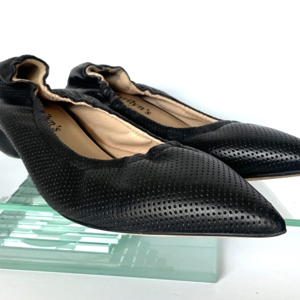 Marilyn’s by Bottega23 Black Perforated Leather Ballet Flats – Made in Italy 🇮 - Picture 2 of 15